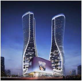 2003网站太阳集团钢构承建的杭州来福士广场工程圆满封顶