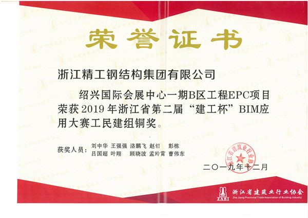 绍兴国际会展中心一期B区项目荣获两项国家适用新型专利和一项省级手艺效果判断